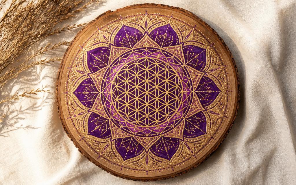 Mandala pintada à mão 35 cm